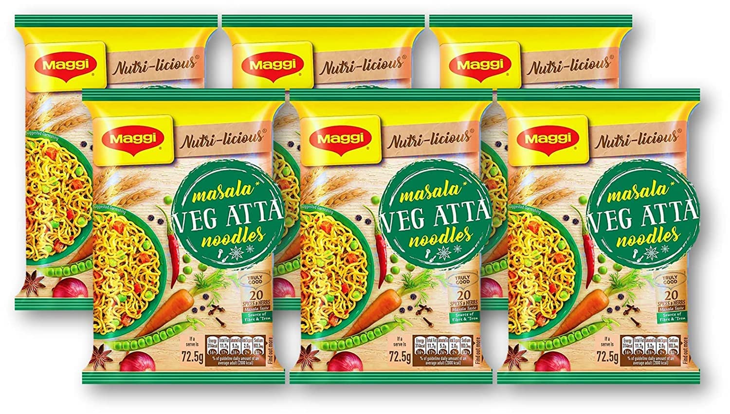 See full amazon price history chart for MAGGI Nutri-Licious Masala Veg Atta Noodles, 72.5 grams (Pack of 6) MAGGI Nutri-Licious Masala Veg Atta Noodles, 72.5 grams (Pack of 6) (B0BSQS1JH6) Amazon Price History, Amazon Price Tracker