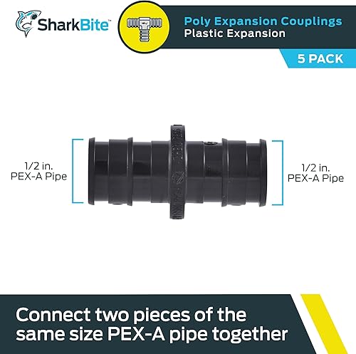Miniatura 2 de SharkBite Acoplamiento de expansión de polietileno de 12 pulgada para tubería PEX-A, paquete de 5, accesorios de plomería de plástico, acoplamiento