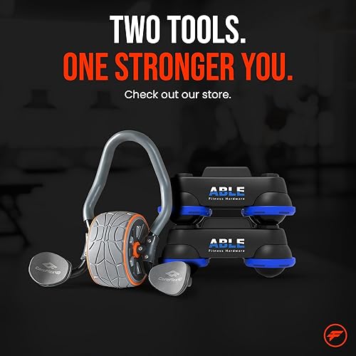 Miniatura 8 de Sistema de fitness patentado ABLE - Rueda de rodillo abdominal, barras de flexión, deslizadores de núcleo y equipo de entrenamiento de pecho (se