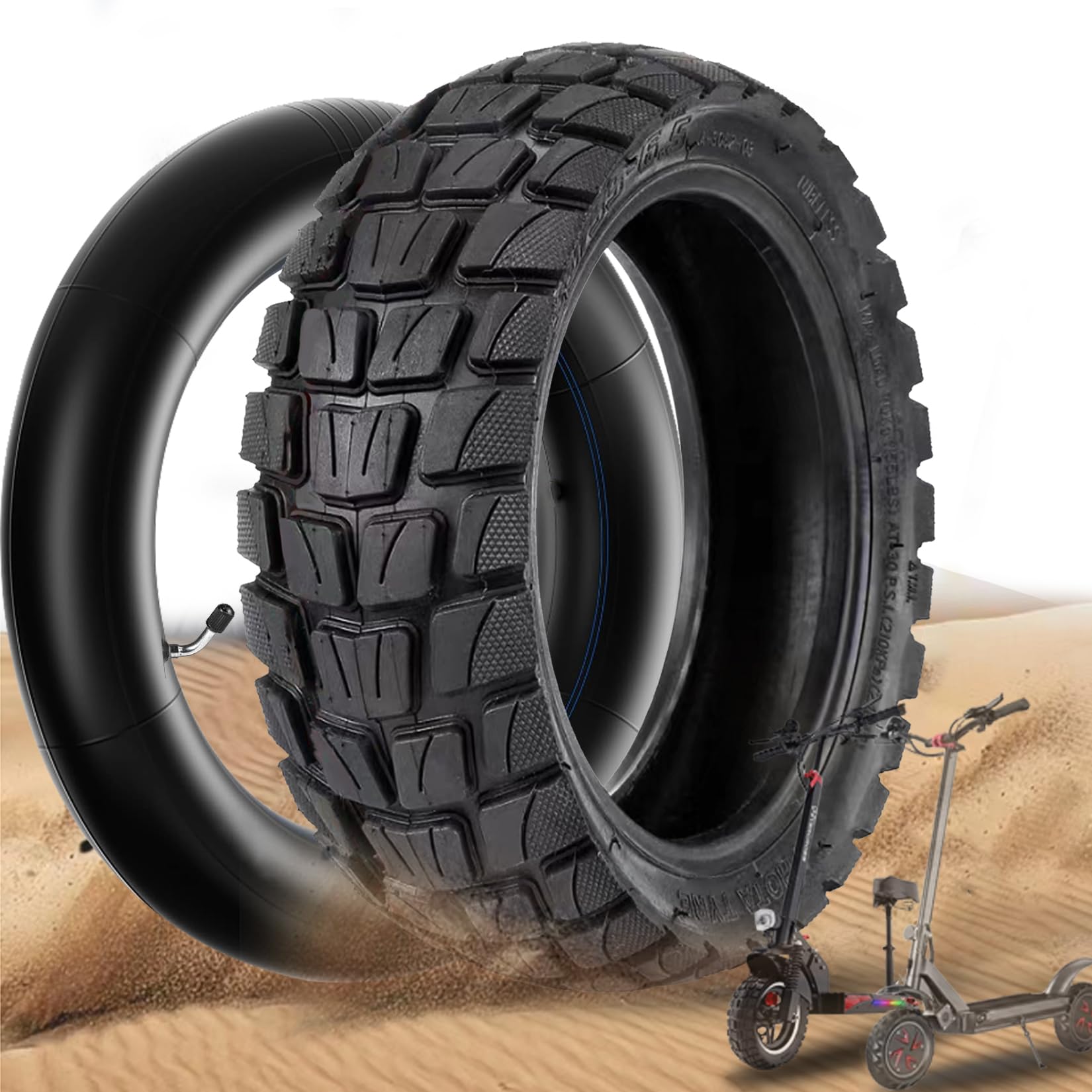 GLDYTIMES 10x2.75-6.5 10 Inch Off-road Rubber Outer Tire with Inner Tube for Speedway 5 Dualtron 3 Hover-1 Alpha JOYOR S Hiboy Titan PRO Electric Scooter Explosion-Proof Shockproof Super-Grip