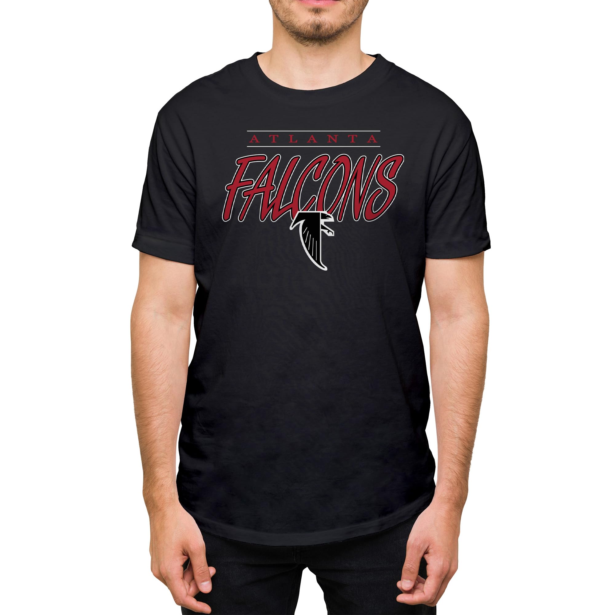 Hybrid Sports NFL - Atlanta Falcons - Throwback Brush Script - Men's and Women's Short Sleeve T-Shirt - Size 3 X-Large - Atlanta Falcons - Black