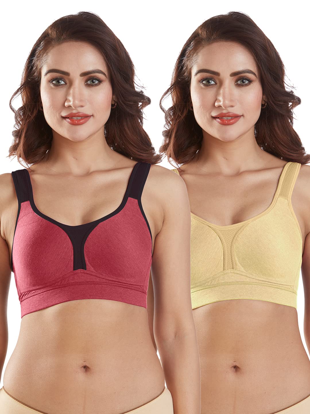 Supremo Womens Sports Bra | Moulded, Wire Free, Comfortable Cotton Bra | Full Coverage,Breathable Fabric | Adjustable Straps Hook & Eye Closure for Active and Everyday useage-image-39