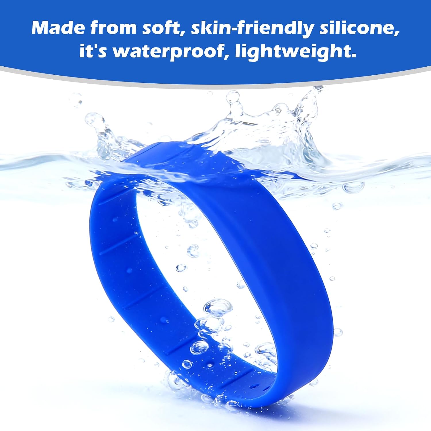 RFID Wristband, 125KHz Silicone Waterproof ID Bracelet for Access Control, Gym Membership, Water Parks, Events | HT4168 Chip | 100,000+ Write Cycles (2 PCS）