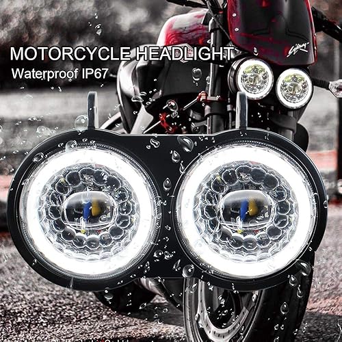 Miniatura 5 de KUQIQI Buell XB - Proyector de faros delanteros LED para motocicleta, luces duales con halo blanco DRL, apto para Buell xb Modelo 2003 2004 2005