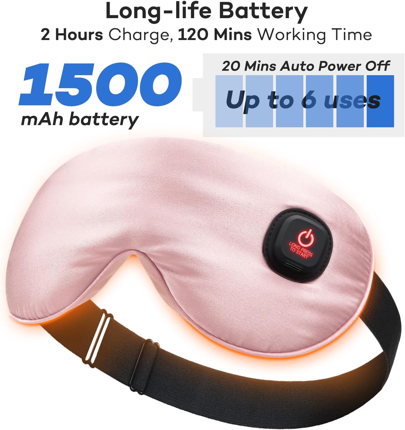 Ezona Silk Cordless Heated Eye Mask, Warm Eye Compress Mask for Dry Eyes, Washable Eye Heating Pad for Travel, Dry Eyes, Blepharitis, Sinus Migraine (Pink) - Image 2