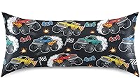 Vista 3 de Fundas de almohada de seda con estampado negro de camión monstruo para cabello y piel, suave, transpirable, suave, refrescante, funda de almohada