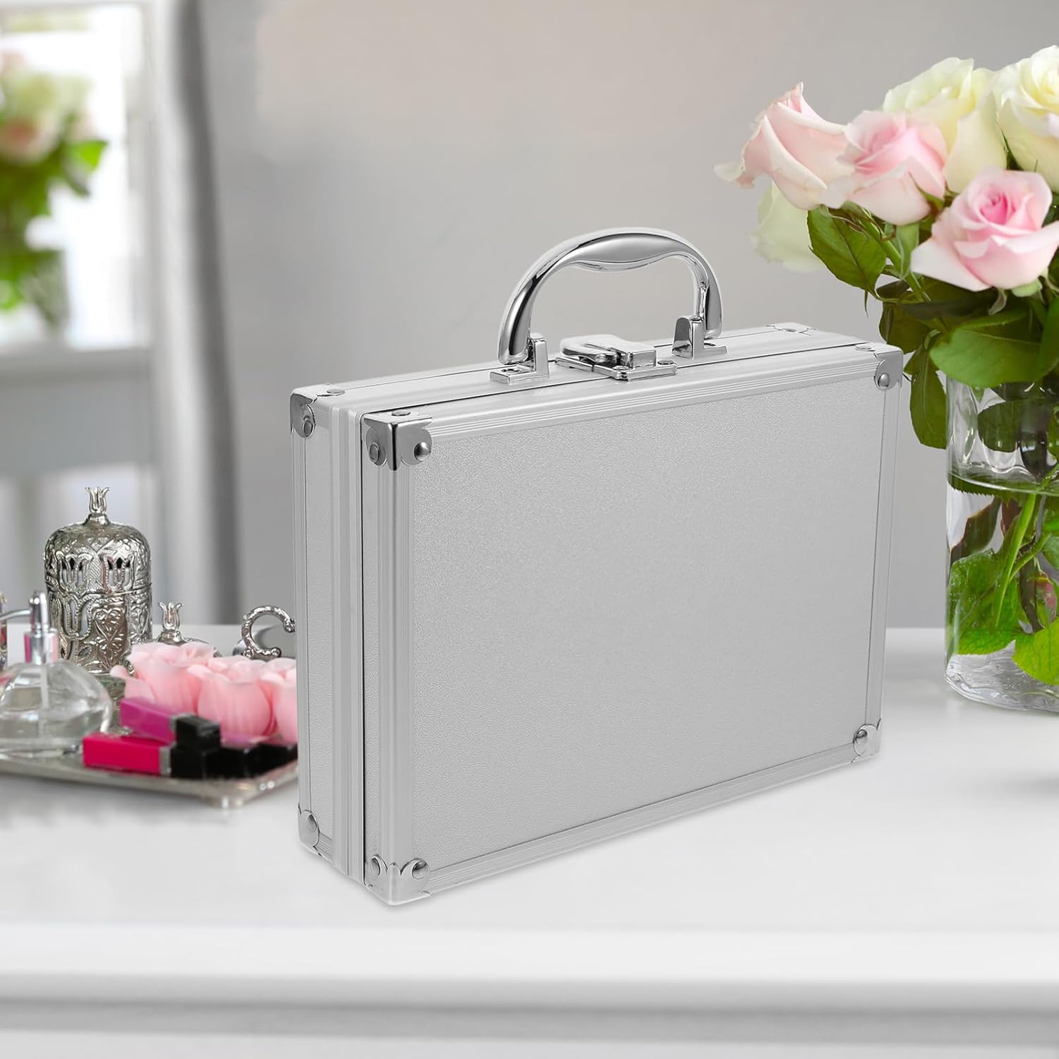 Aluminum Briefcase Multi-functional Toolbox Carrying Box Handheld Suitcase for Garden Tools Cosmetic Instrument