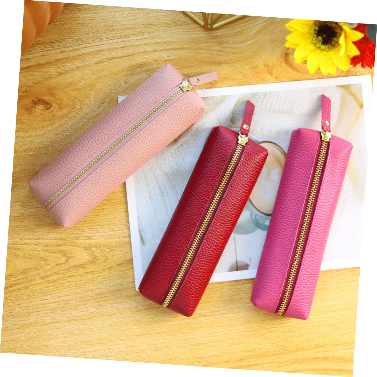 Ciieeo 3pièces Trousse De Rangement Portable pour Et Fournitures Scolaires Étui à Crayons Compact Et Décoratif pour Étudiants Et Artistes De Rangement Pratique Et Élégant Rouge