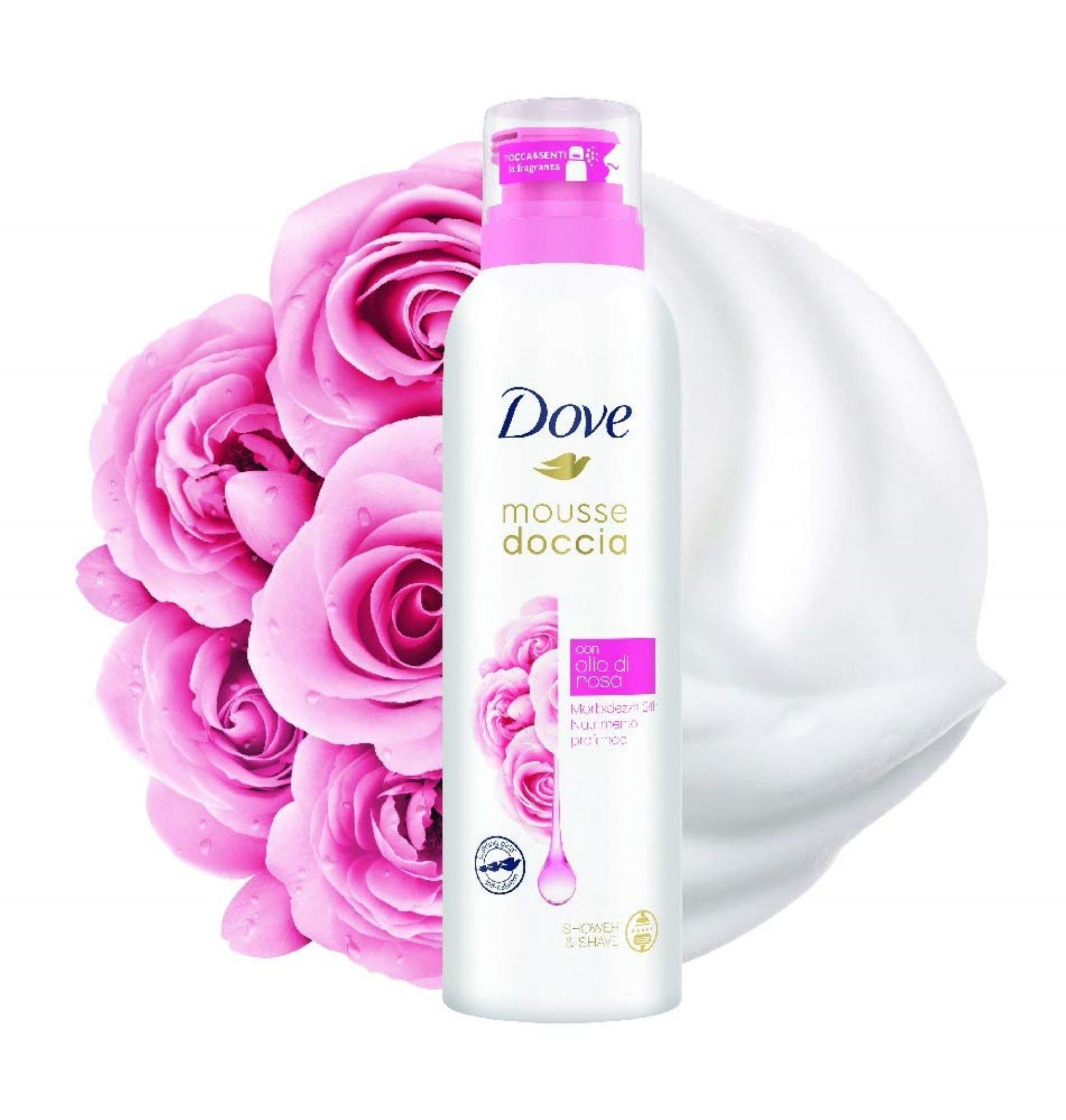 DOVE Mousse Doccia Olio di Rosa 6x200 ml (Confezione da 6)