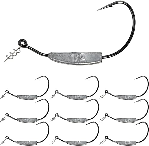 Reaction Tackle Ganchos de pesca con peso para pesca de lubina, anzuelos de pesca sin malas hierbas con bloqueo giratorio para pesca de agua dulce y