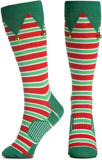Gone For a Run Jingle Bell Socks - Elf Knee High Socks - Jingle Bell Christmas Elf Costume - One Size Fits Most