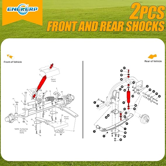 EZGO Front and Rear Shock Absorbers, Golf Cart Shocks for EZGO TXT & Medalist 1994-UP Gas and Electric Models, OEM# 76418-01, 70928-G01, 2PCS