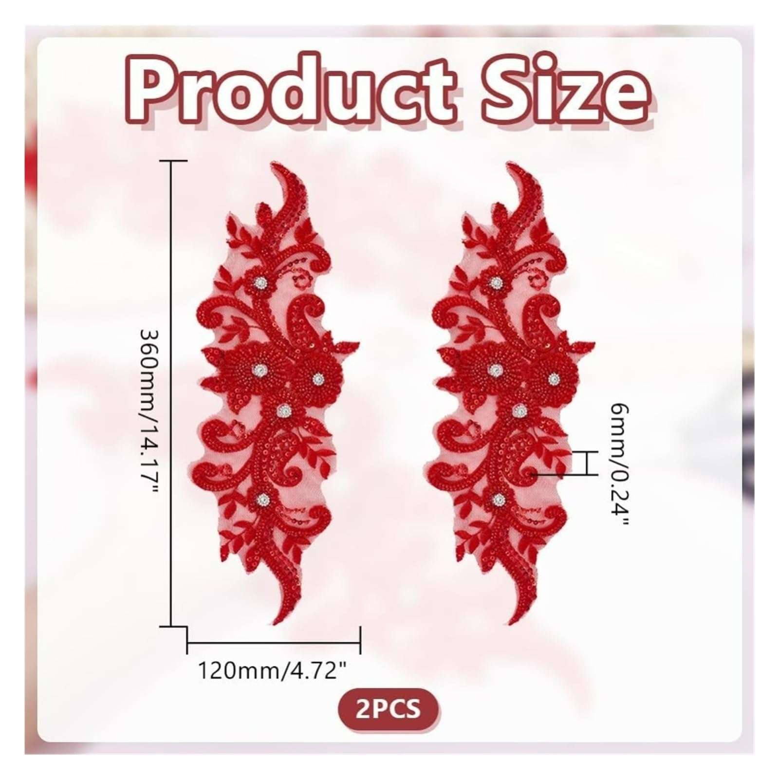 Apliques de encaje con abalorios 2 uds parches de encaje flores 14,17x4,72'' apliques lentejuelas con cuentas coser en bordados diamantes imitación