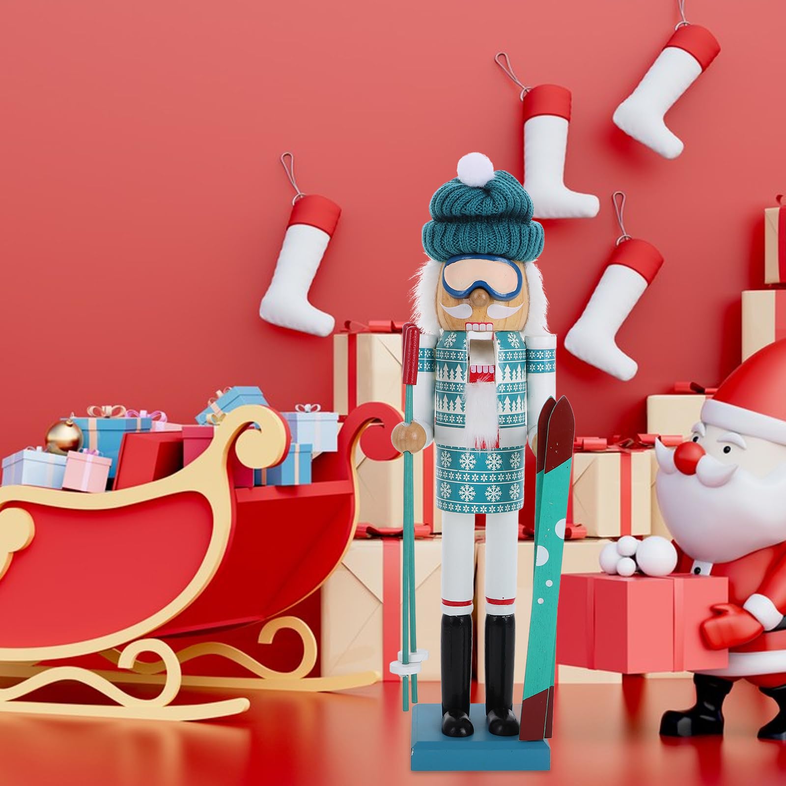 Ciieeo Decoración Navideña De Madera Marioneta Papá Noel para Fiesta Adorno Festivo para Interiores Y Exteriores Estilo Adorable Y Duradero para Jardines Y Salones