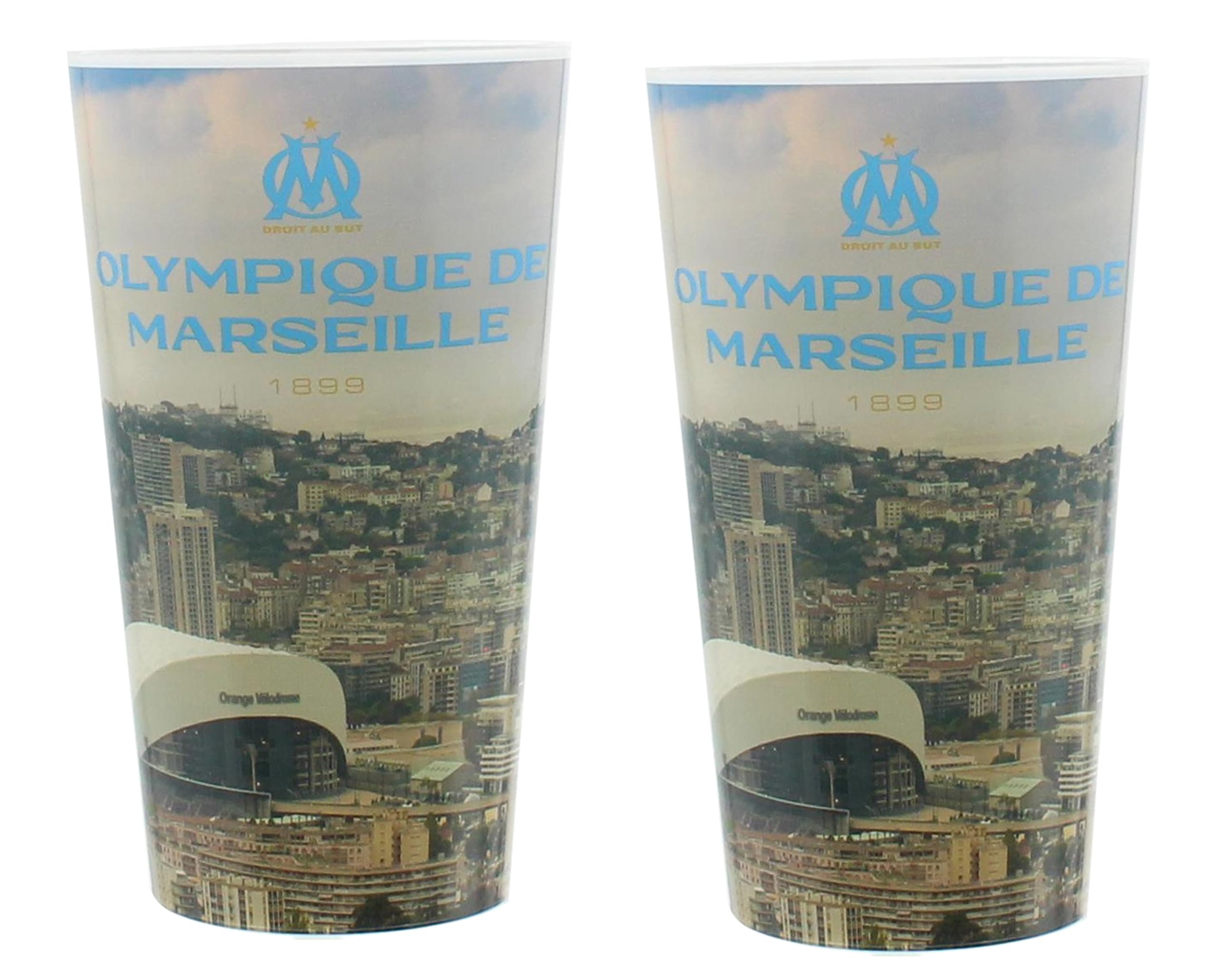 OLYMPIQUE DE MARSEILLE 2 x Verre gobelet éco cup 600 ml OM - Collection officielle Fabriqué en France