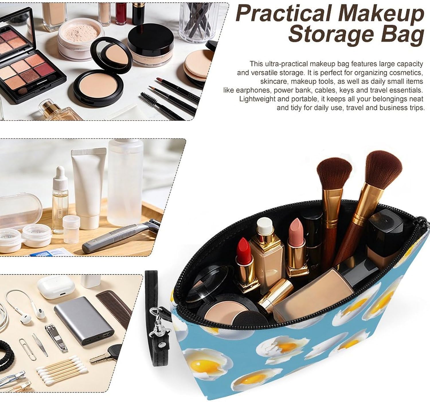 Eggs Eggshells Women's Makeup Bag for Purse image 4