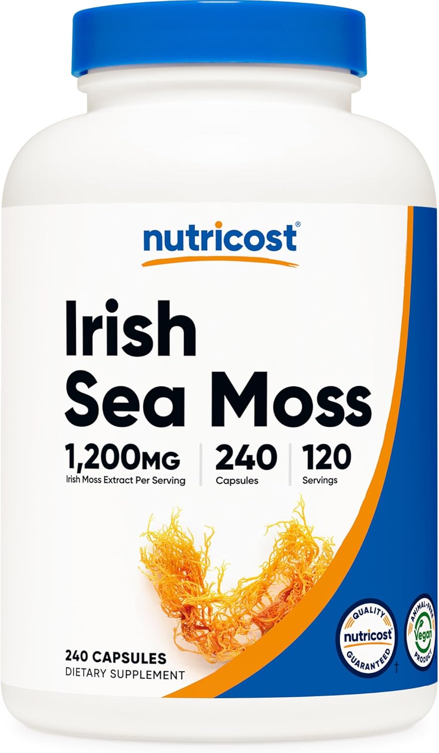 Nutricost Irish Sea Moss Extract Capsules 1,200mg per Serving, 240 Capsules - Vegan, Gluten-Free, 120 Servings Per Bottle