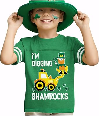 Tstars St Patricks Day Dinosaur Shirt - Irish Shamrock Clover Infant & Toddler Kids Tee for Boys Girls