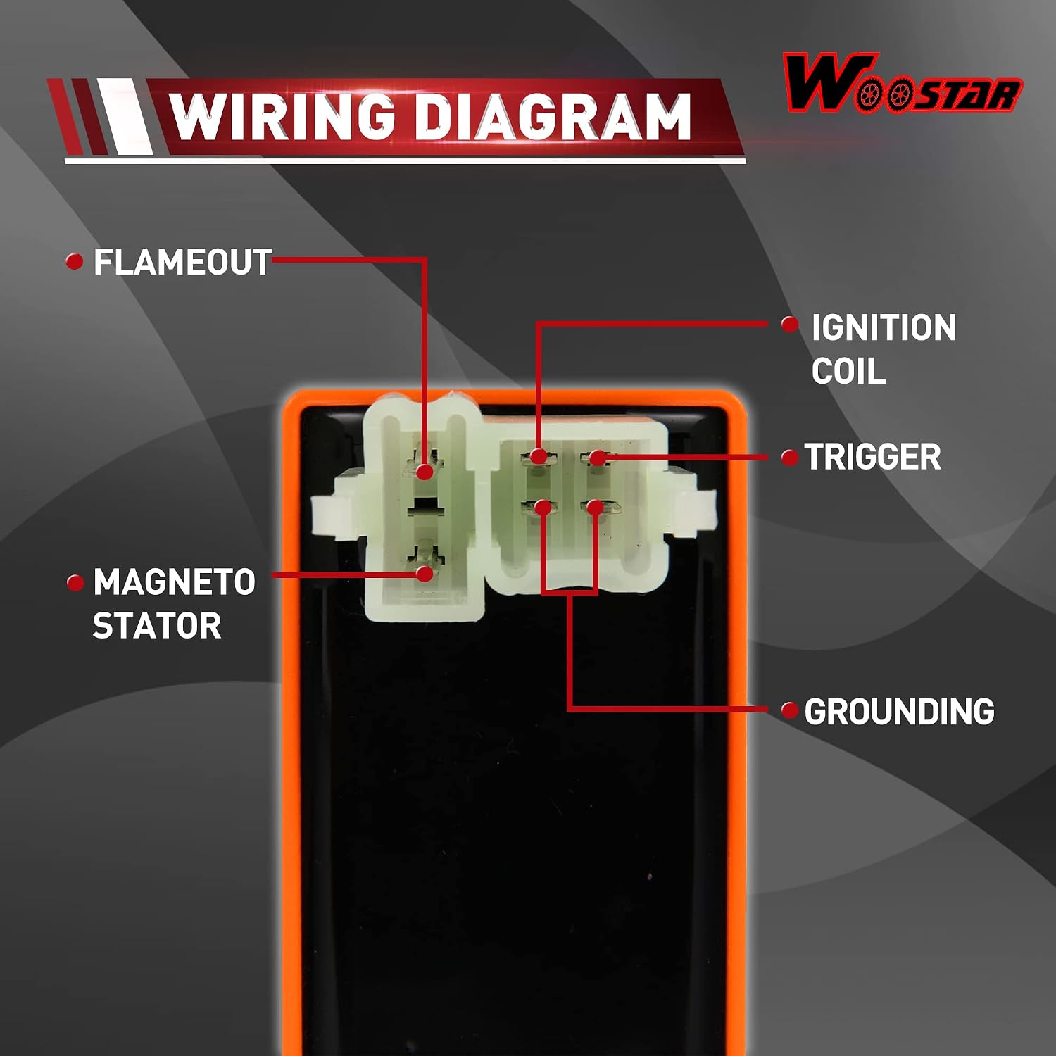 WOOSTAR 6 Pin AC CDI Box Replacement for CG 125cc 150cc 200cc 250cc Baja 4 Wheeler Vertical Engine ATV Quad Dirt Bike
