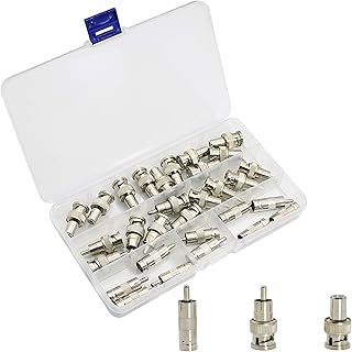 BNC to RCA Adapter Connectors Kit with 10 Pcs Male BNC to Female RCA, 10 Pcs BNC Female to RCA Male and 10Pcs Male BNC to Male RCA Coaxial Cable Connectors Assortment Kit