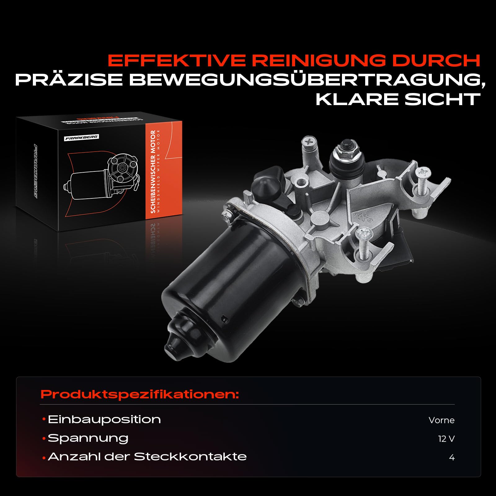 Frankberg 1x Wischermotor Scheibenwischermotor 4-Polig Vorne Links oder Rechts Kompatibel mit Trax 1.4L-1.7L SUV 2012-2022 Mokka/Mokka X J13 1.4L-1.8L SUV 2012-2022 Replace# 1270062