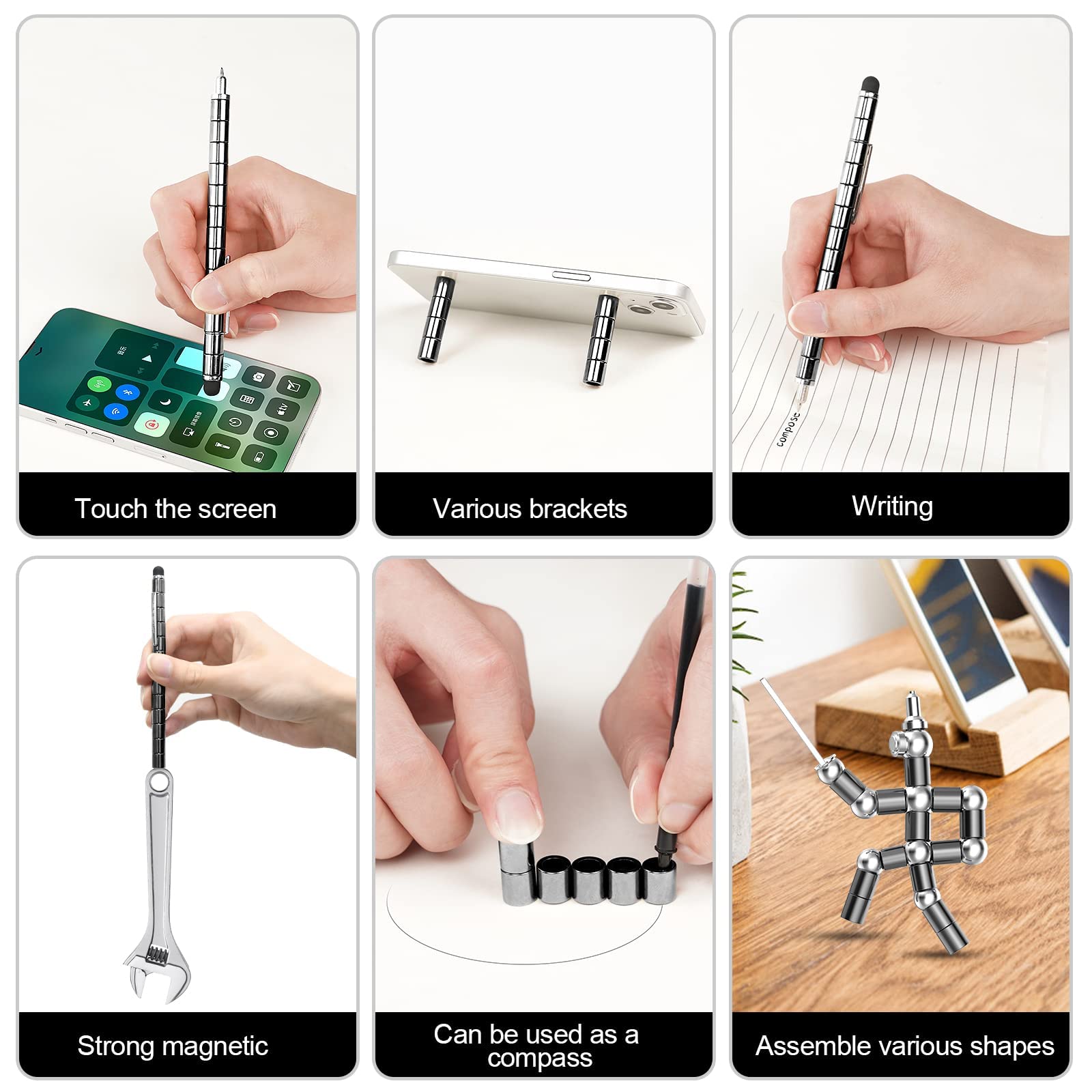OSDUE Fidget Pen, Multifunzione Penna Magnetica Penna Fidget Regalo Uomo, Festa del Papa Idee Regalo Divertente Gadget di Sollievo Dallo Stress per Idee Pasqua Natale Nero