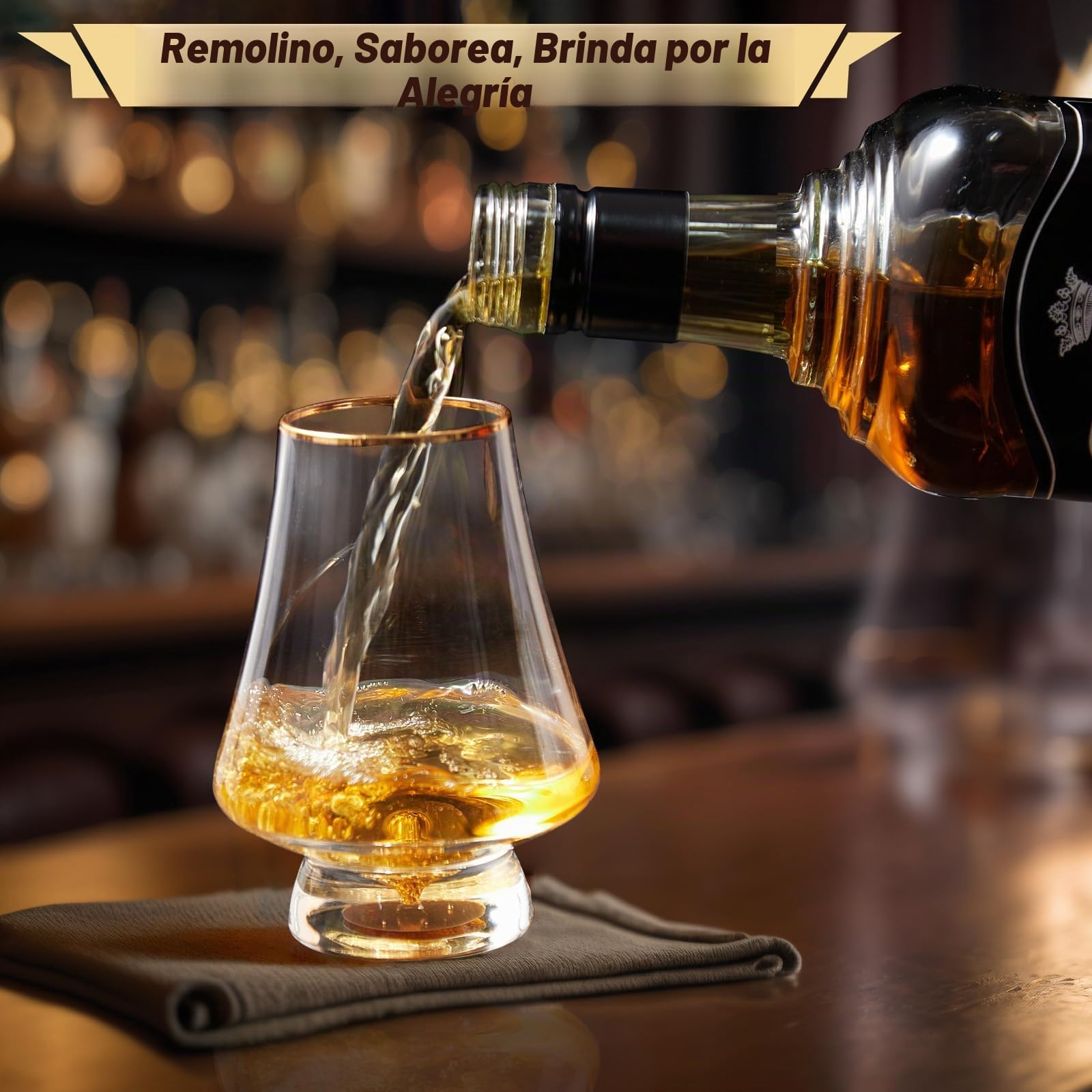 DUJUST Snifter Set de 6 copas (8 oz), vasos whisky cristal cristal con hojas de oro de 24K, aptos para whisky/brandy/cognac/bourbon/tequila/scotch. Sin BPA ni plomo