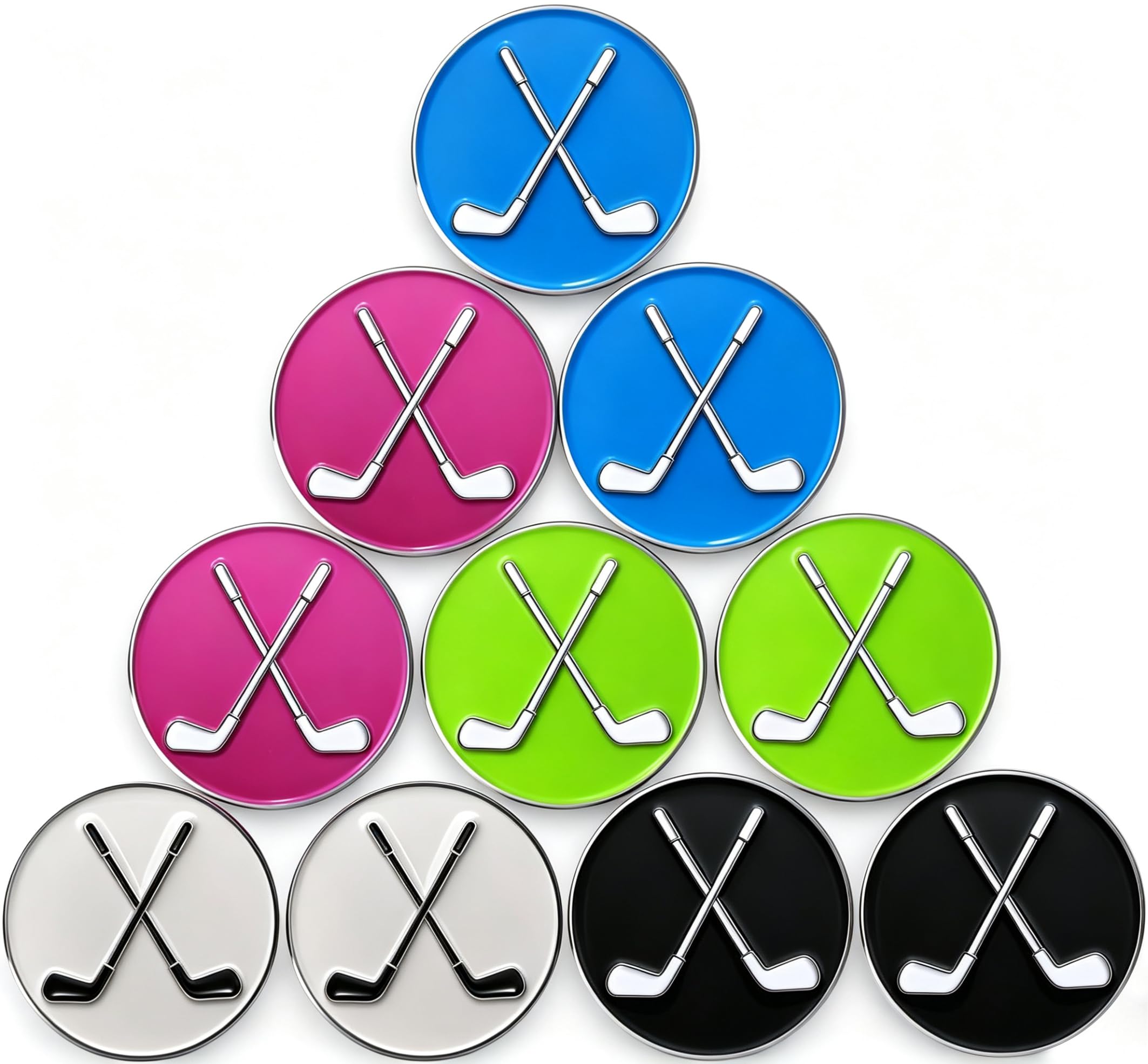 Adhere Golf Ball Markers Personlized Logo Enamel with A Strong Magnetic Hat Clips A Premium Golf Gifts for Golfer (Style S 10pcs Golf Club 5colors) — image 1