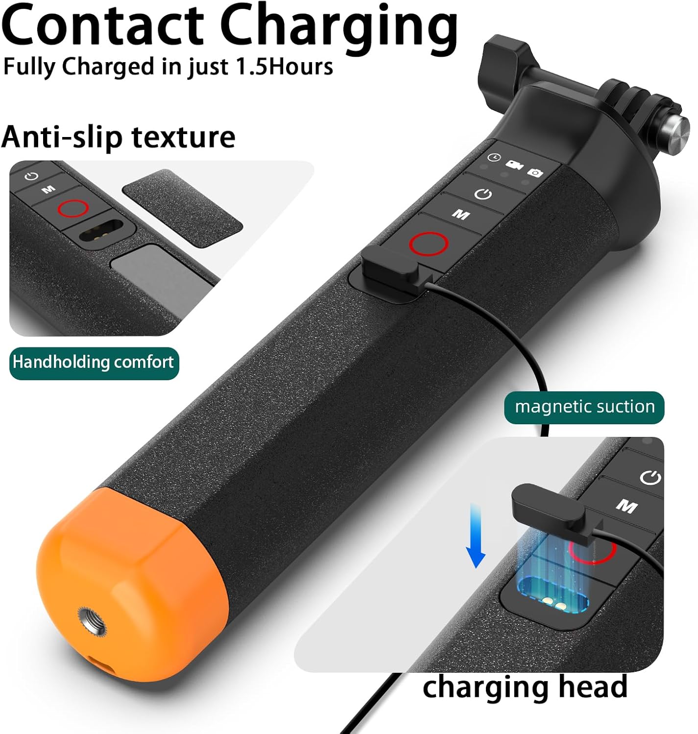Floating Selfie Stick Hand Grip Waterproof Handle with Bluetooth Remote for Go Pro Hero 13 12 11 10 9 8Moun,Pole Monopod Handle Mount Accessory for Underwater Snorkeling & Water Sports