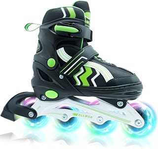 Kids Inline Skates for Boys and Girls Ages 6-12, Adjustable Beginner Skates with Light Up Wheels for Kids Youths Teen