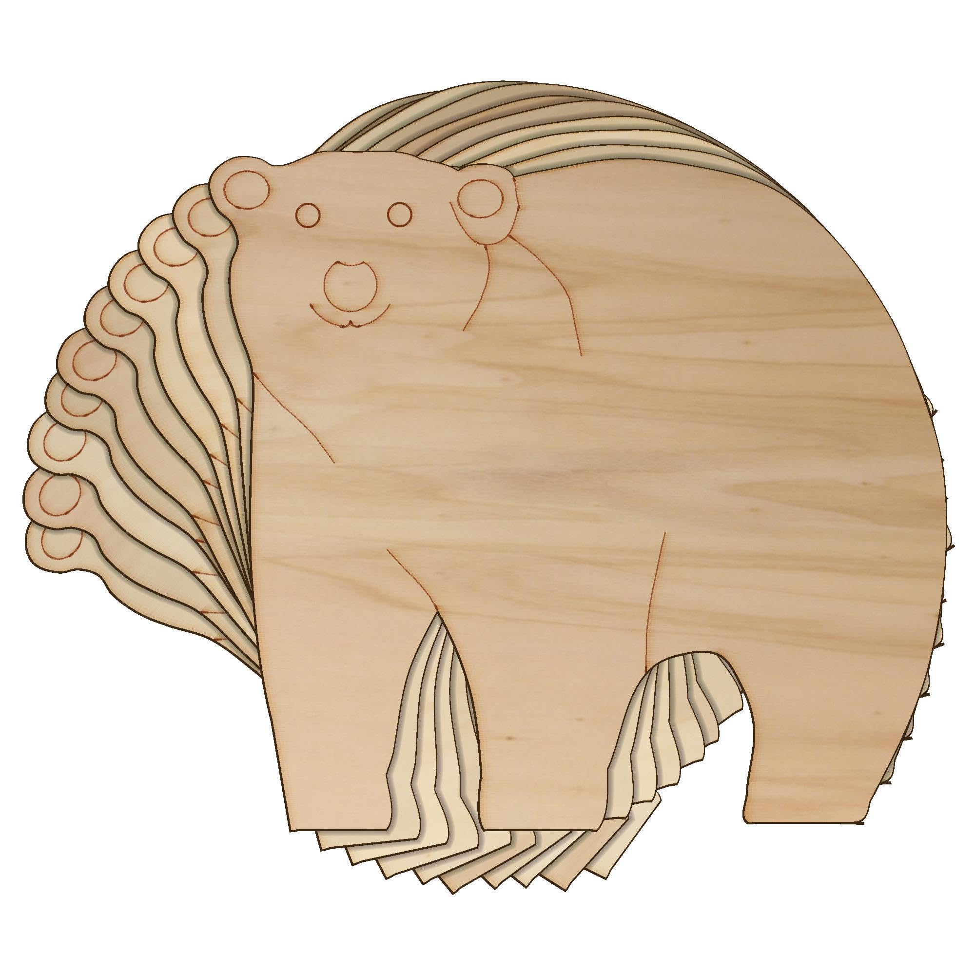 10x Wooden Comic Polar Bear Standing Craft Shapes 3mm Plywood Animal Wild(6 x 6.5cm,No Hole)