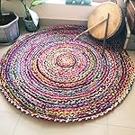 Jute Carpet for Living Room,Rug for Bedroom,Rug for Hallway,Entry Way,Area Rug,Room,mat (Jute chindi p/p round-04, 2’x2′ [feet])