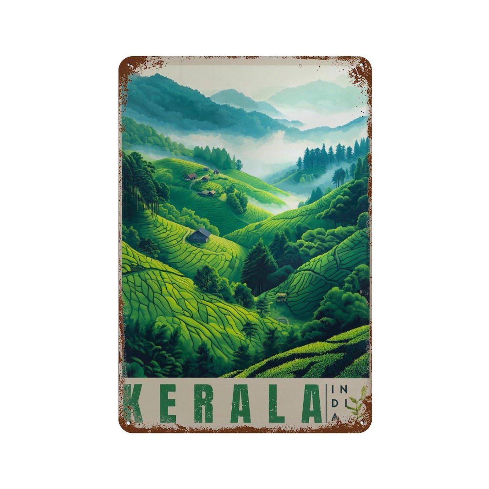 xiaoxiaoshen Kerala India Travel Munnar Tea Estates (2) Wall Decor Art Metal Tin Poster Modern Home Decor Art Home Bar Shop Decorations Vintage Sign 30x20cm