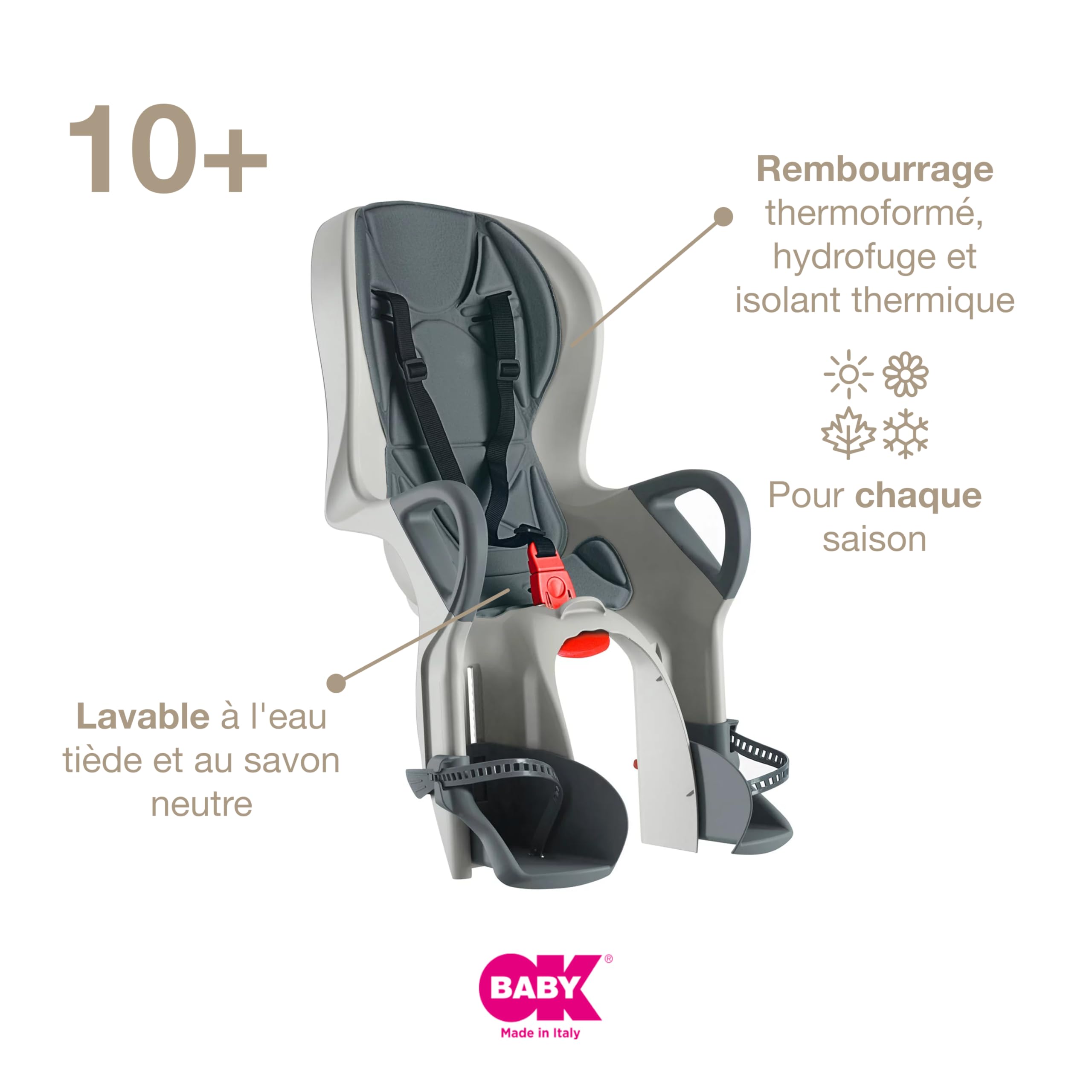 OKBABY 10+ Siège Vélo Arrière Enfants Inclinable 22 kg