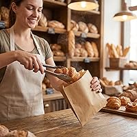 Vista 5 de WAYDA Paquete de 100 bolsas de sándwich, bolsas de papel kraft para panadería, bolsas de galletas sin blanquear para pasteles, hamburguesas, bagel