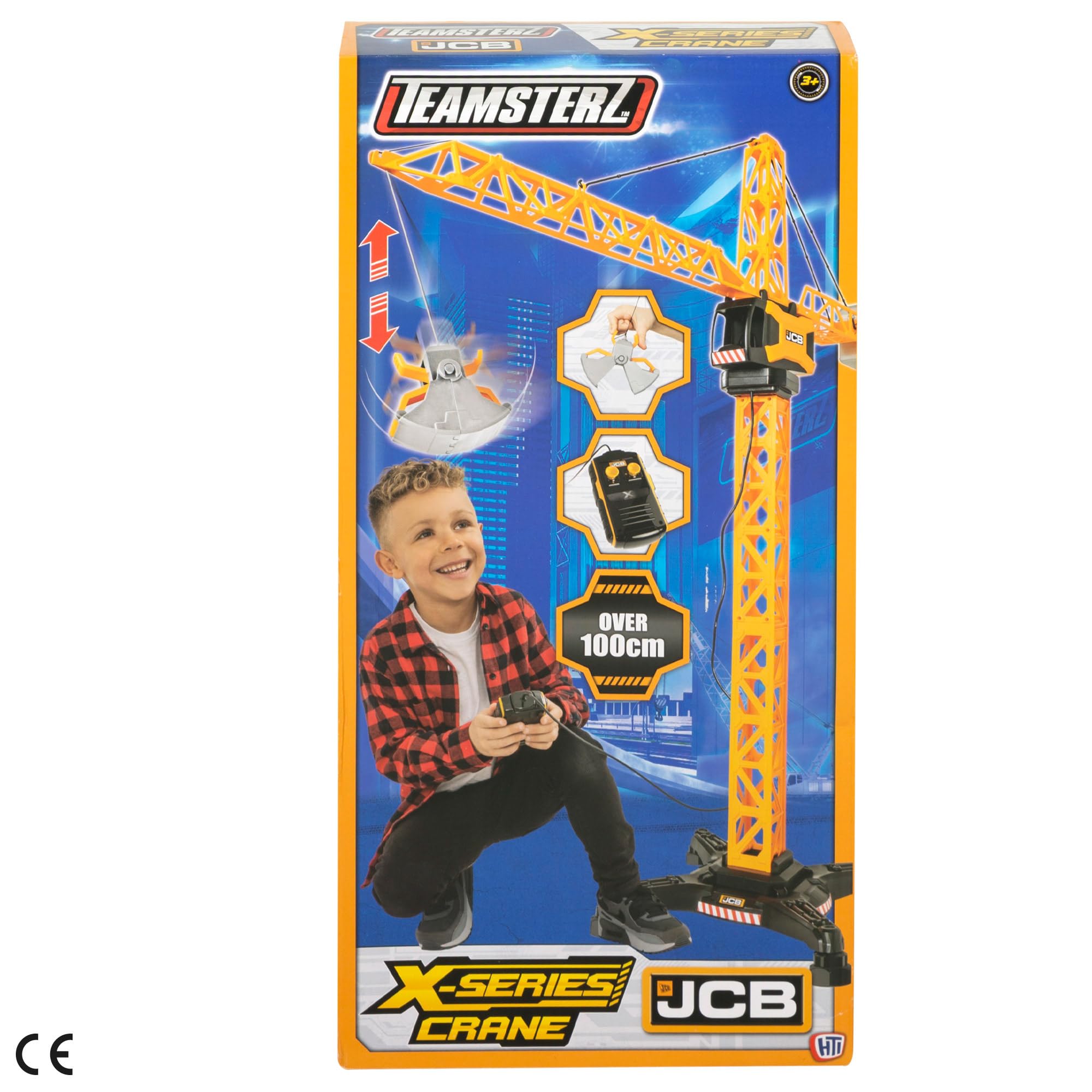 ColorBaby Teamsterz Gru da costruzione, misura grande, oltre 100 cm, telecomando con cavo, gancio di carico, include 3 batterie AAA, design realistico per bambini dai 3 anni (39509)