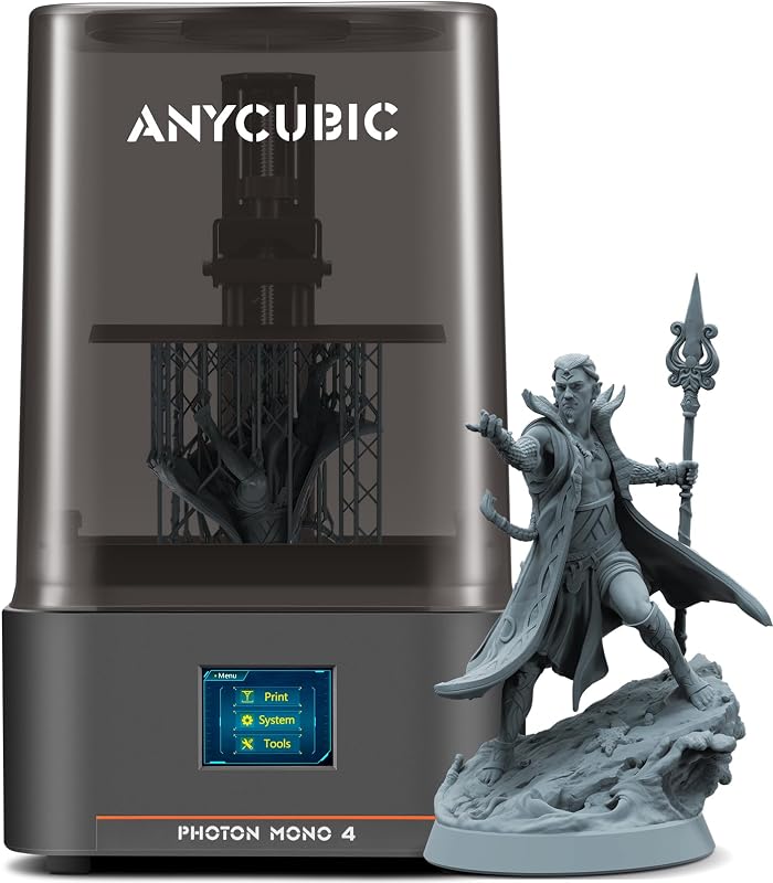 Impresora 3D de resina 10K, Photon Mono 4 | Impresora 3D LCD con pantalla monocromática de 7 pulgadas, matriz LighTurbo mejorada y plataforma de impresión, tamaño de impresión de 6,04 x 3,42 x 6,49 pulgadas