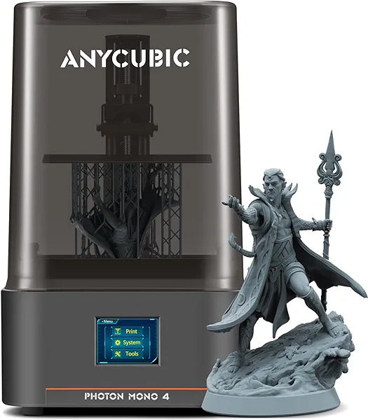ANYCUBIC 10K Resin 3D Printer, Photon Mono 4 LCD 3D Printer with 7-inch Mono Screen, Upgraded LighTurbo Matrix and Printing Platform, Printing Size of 6.04''x3.42''x6.49'' S-Mono 4