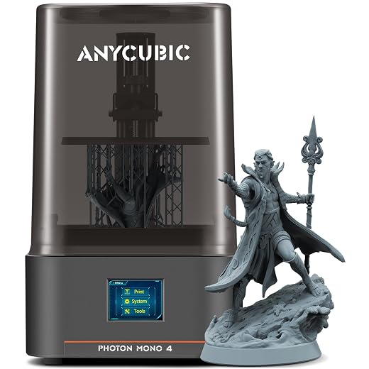 ANYCUBIC 10K Resin 3D Printer, Photon Mono 4 LCD 3D Printer with 7-inch Mono Screen, Upgraded LighTurbo Matrix and Printing Platform, Printing Size of 6.04''x3.42''x6.49''