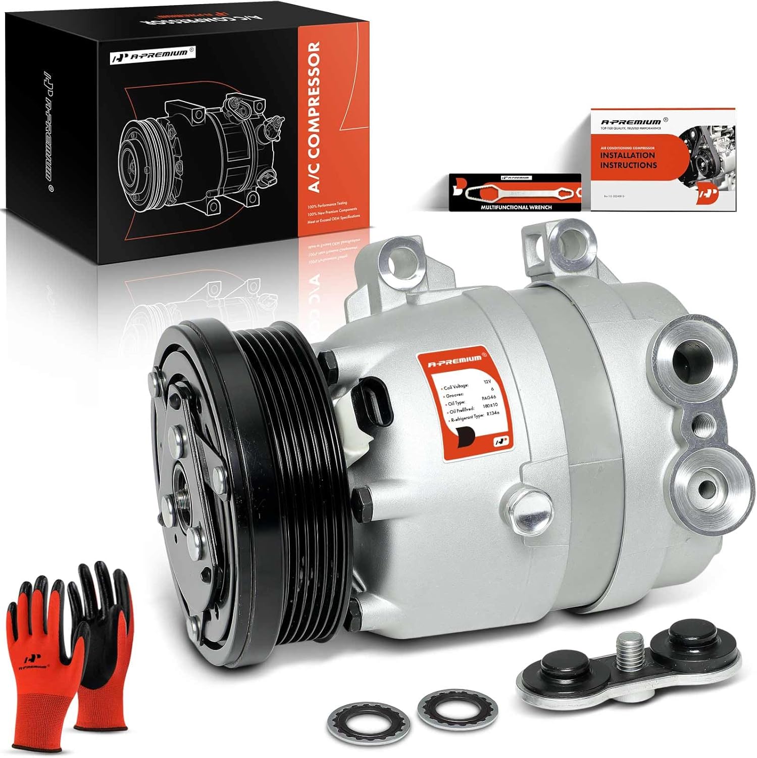 A-Premium Air Conditioner AC Compressor with Clutch Compatible with Oldsmobile Intrigue 3.5L 1999-2002, V7 Style