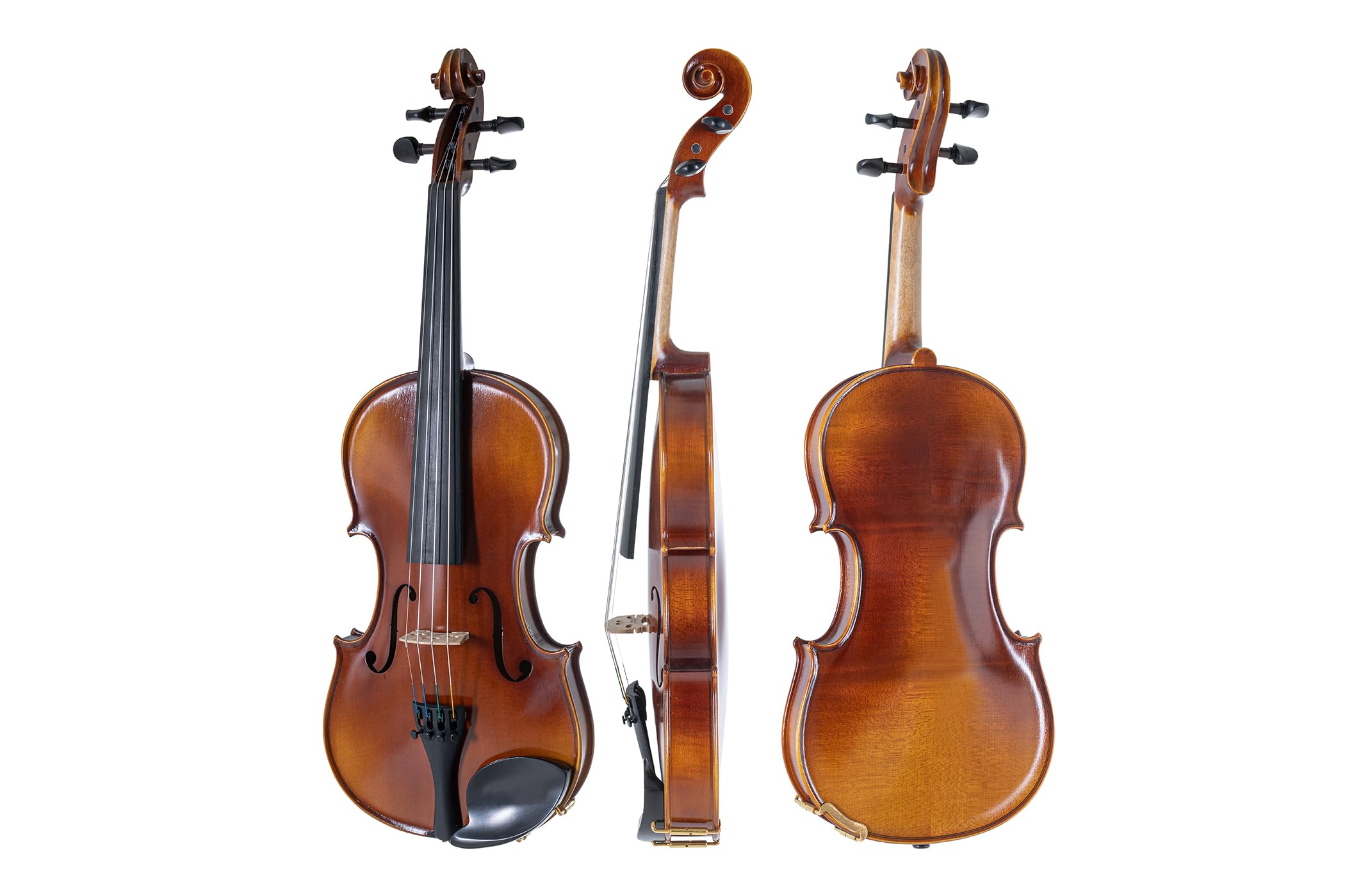 GEWA Conjunto de violín Allegro VL 1 para zurdos – 4/4 listo para tocar, arce europeo macizo y abeto europeo, barnizado a mano, arco de Massaranduba, cuerdas Larsen Aurora, estuche rígido para violín