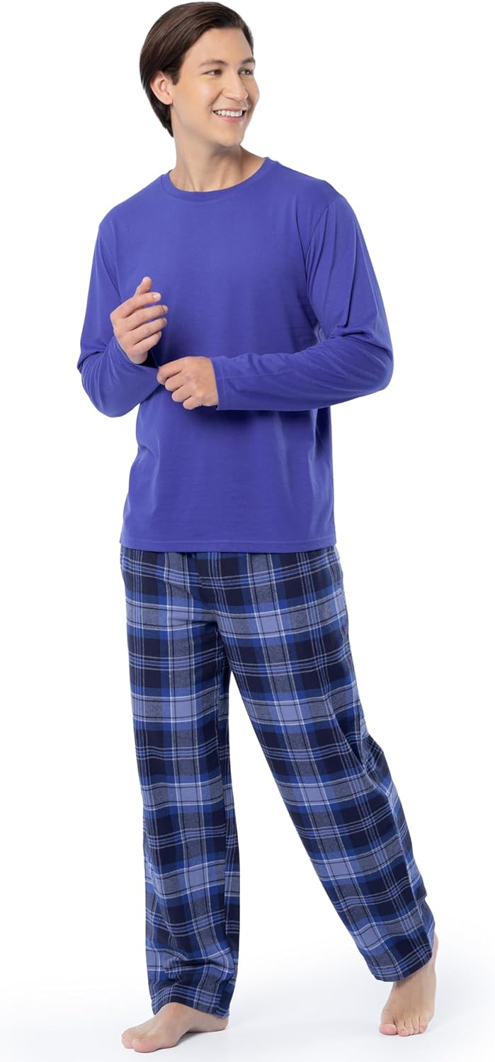 IZOD mens Long Sleeve Jersey Top and Flannel Pants Pajama Sleep Set - Image 3