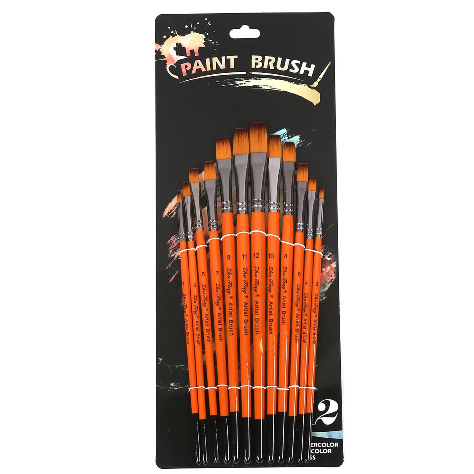12Pieces Watercolor Paint Brush Set for Acrylics Oil Watercolor Gouache Painting Nylon Bristle Brush for Artist Beginner Painting Tool
