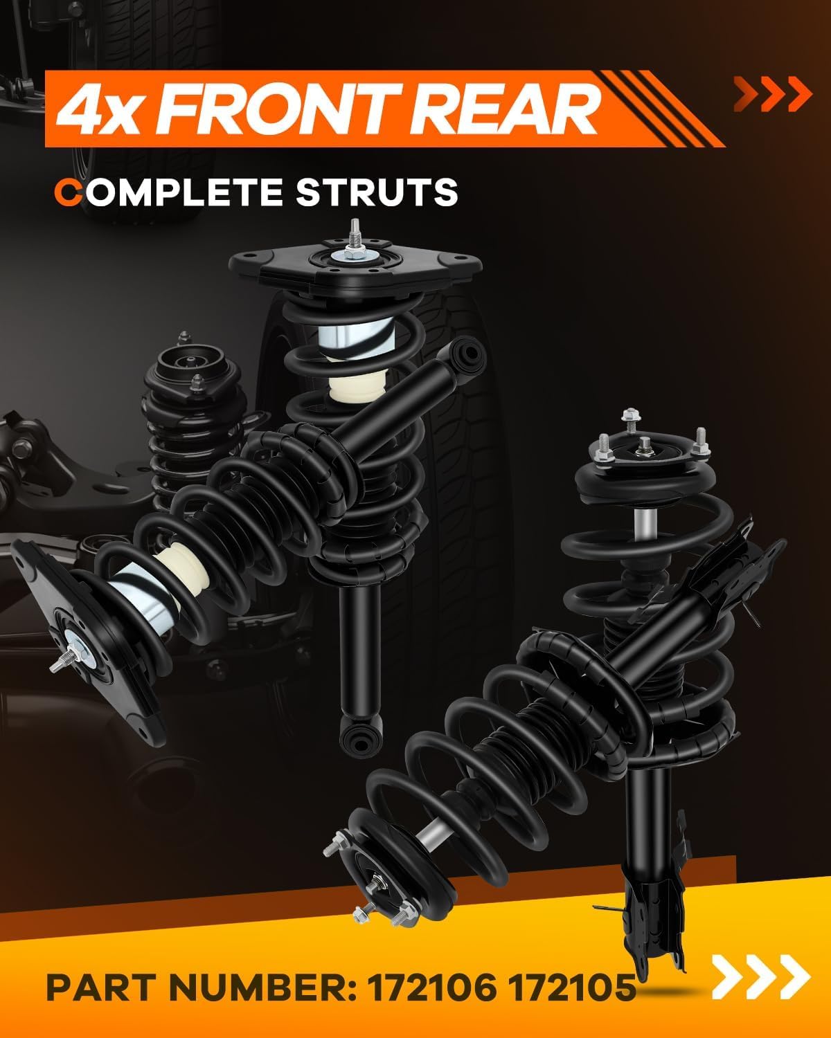 172105 171312 Front Rear Shocks Struts for Nissan, OCPTY Complete Strut Spring Assembly Amortiguadores Fits for 2002-2005 for Nissan Sentra 1.8L l4 | 2003 2004 for Nissan Sentra 2.5L l4 172106 4pcs
