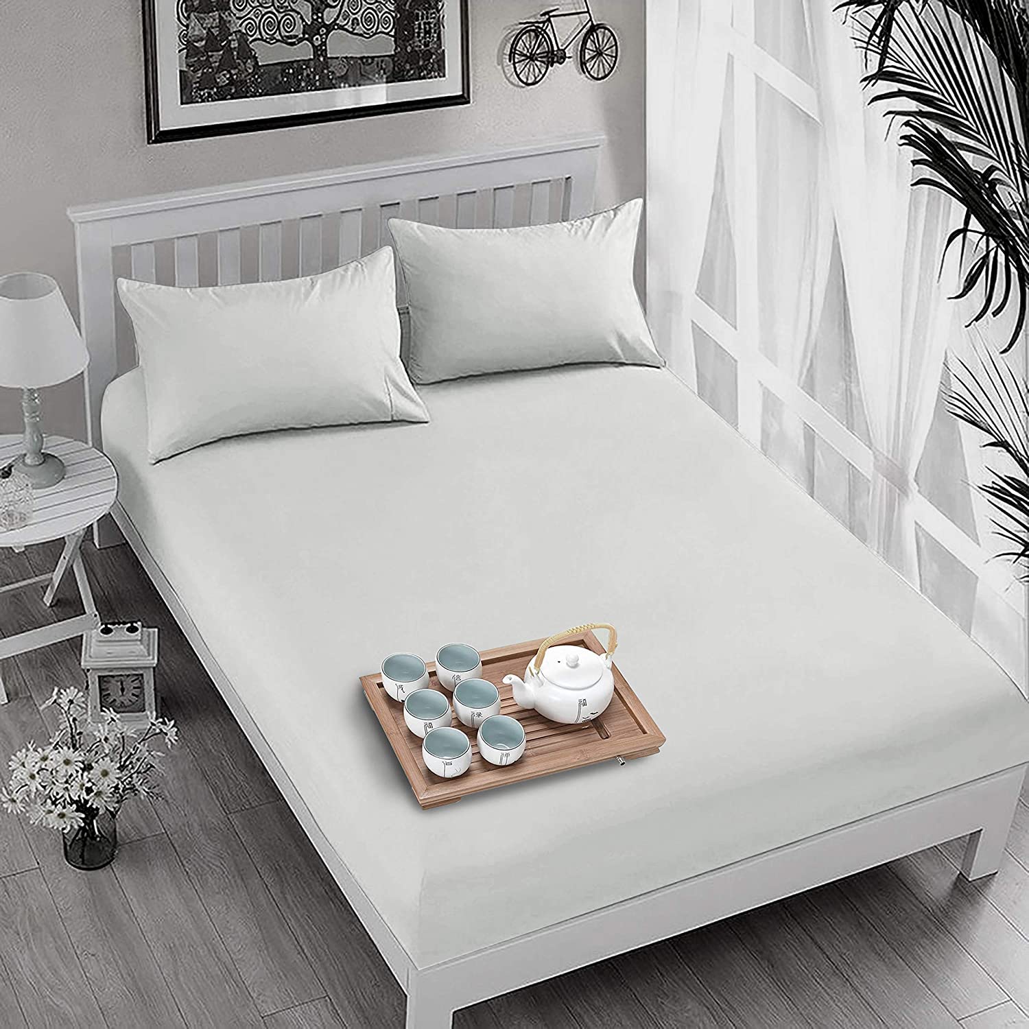 Gulliver - King Size 4Pcs Sheets Set - Grey Color Sheets - Percale Weave - Bedding Sheets & Pillowcases - Cooling Sheets - Breathable Cool Crisp Bed Sheet - Fits Up to 15" Mattress