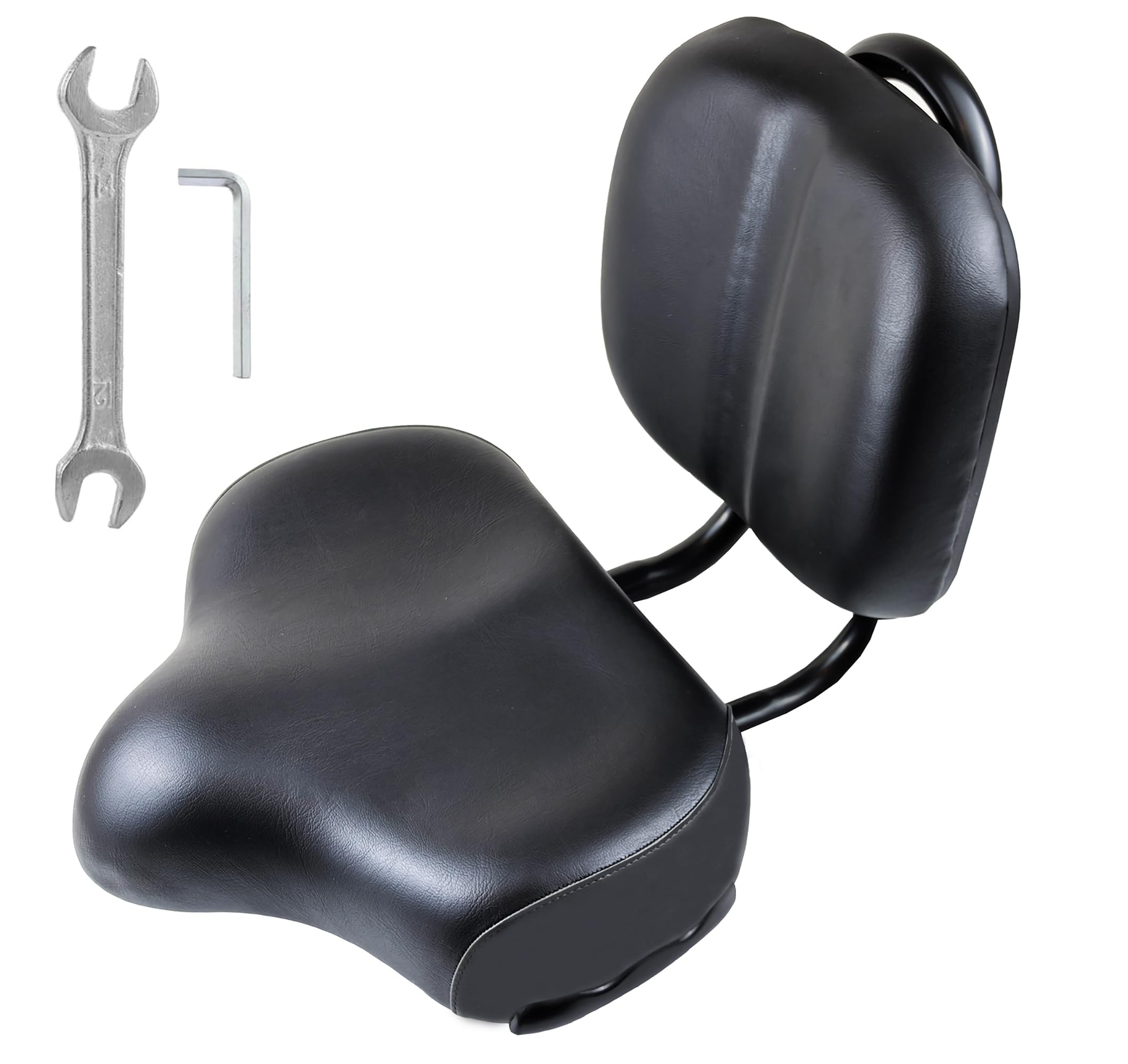 Selle de Vélo avec Dossier Surdimensionnée Confort Extra Large Mousse à Mémoire de Forme Douce & Coussin PU Etanche Remplacement Universel pour Tricycle VTT Vélo de Ville Vélo Electrique