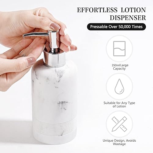 Miniatura 6 de Juego de 2 dispensadores de jabón de manos, dispensador de jabón líquido de resina recargable de 10.8 onzas con bomba a prueba de óxido para