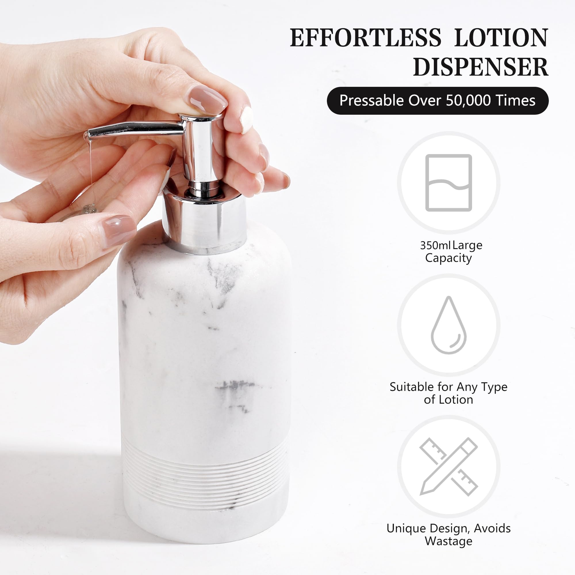 YMXYJM Dispensador de jabón con bomba de acero inoxidable a prueba de óxido, dispensador de jabón líquido recargable para baño, dispensador de jabón de cocina premium, color blanco