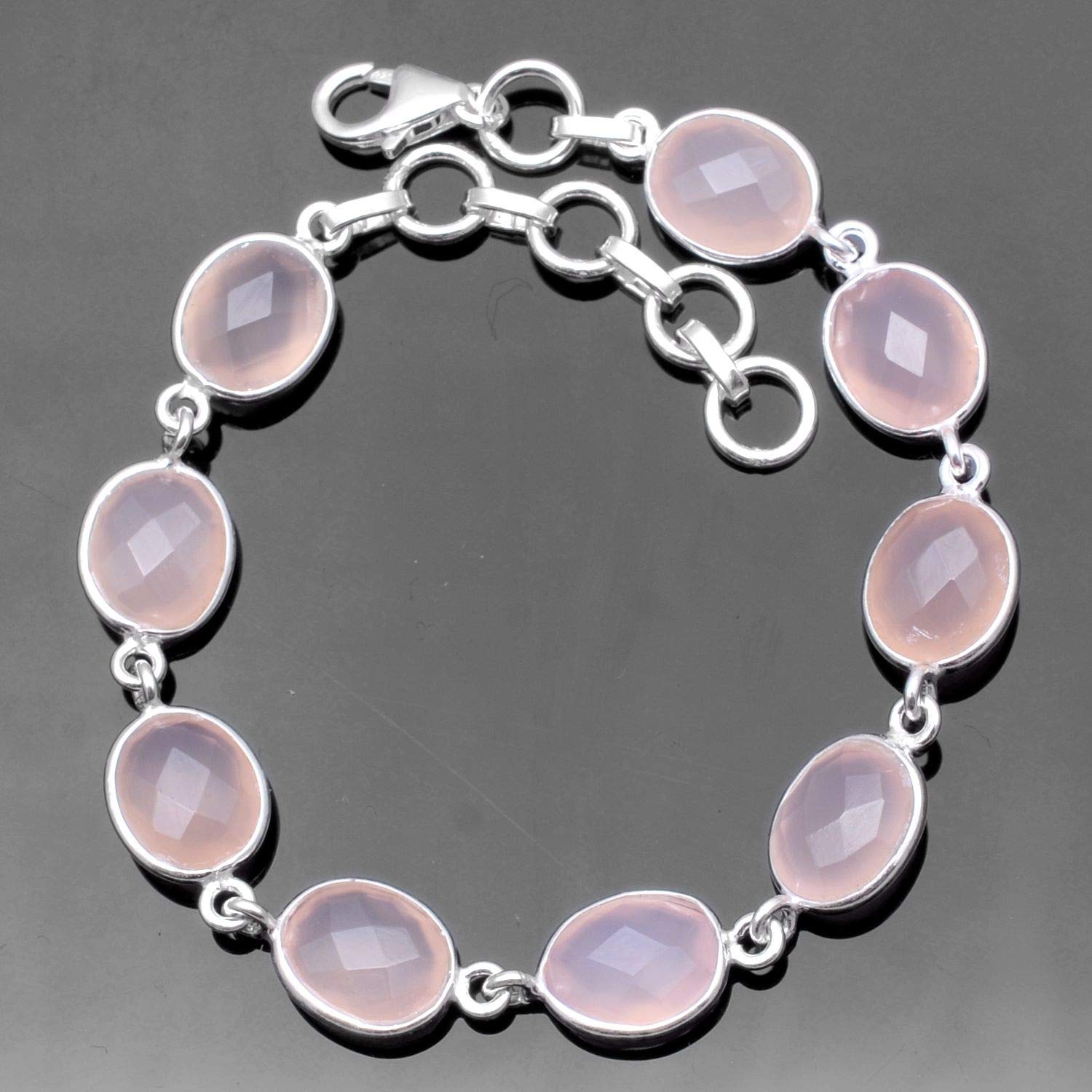 Brazalete de Piedras Preciosas Naturales de Plata esterlina para Mujeres y niñas