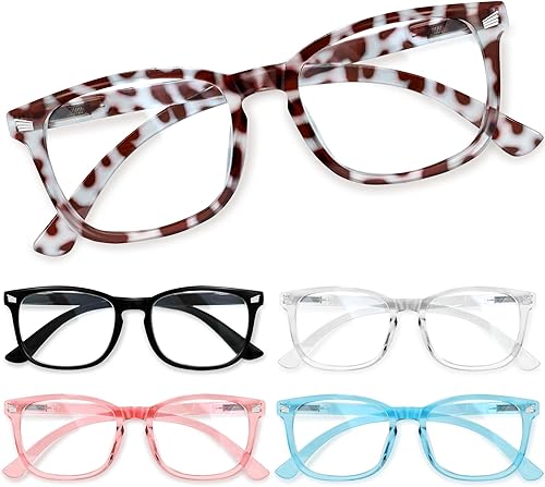CCVOO Paquete de 5 lentes de lectura con bloqueo de luz azul, filtro de rayos ultravioletasdeslumbramiento, para lectura de computadora, anteojos